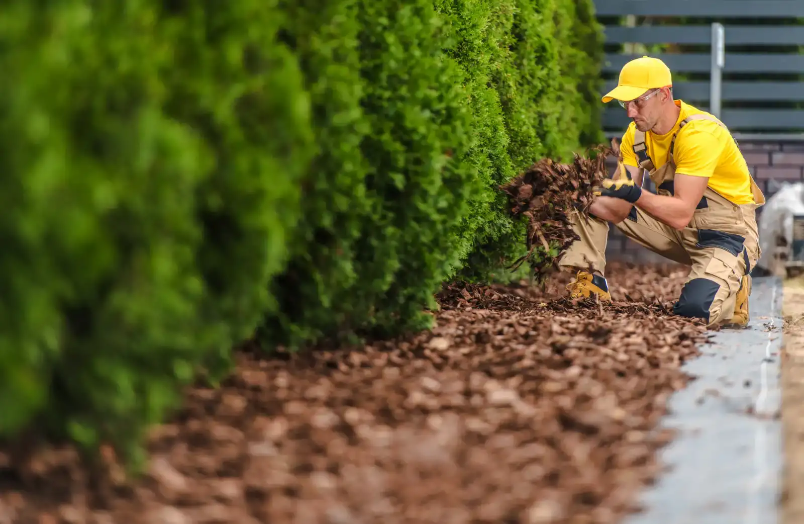 Mulching Gardener Working Hernando County Florida